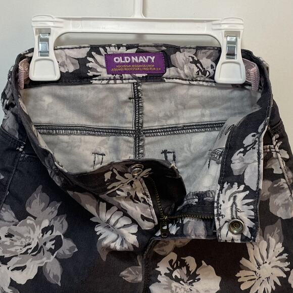 Old Navy Girls Floral Rockstar Jeggings Crop Size 7 Regular - Picture 10 of 11